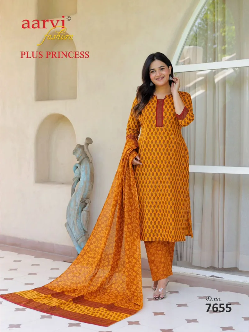 Plus Princess Vol 6 By Aarvi Printed Cotton Plus Size Readymade Dress 